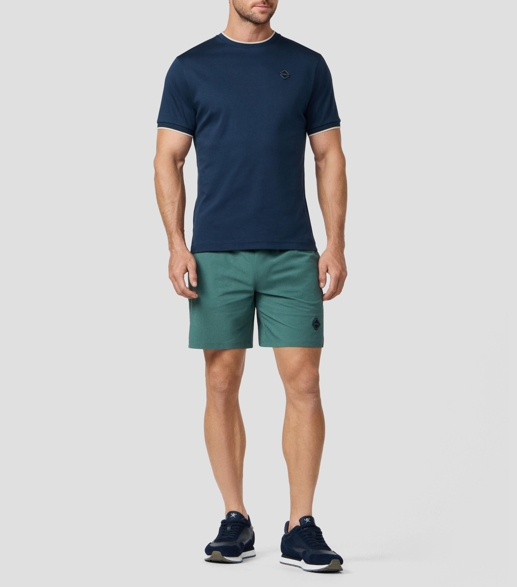 Playera de cuello redondo con manga corta lisa Hombre